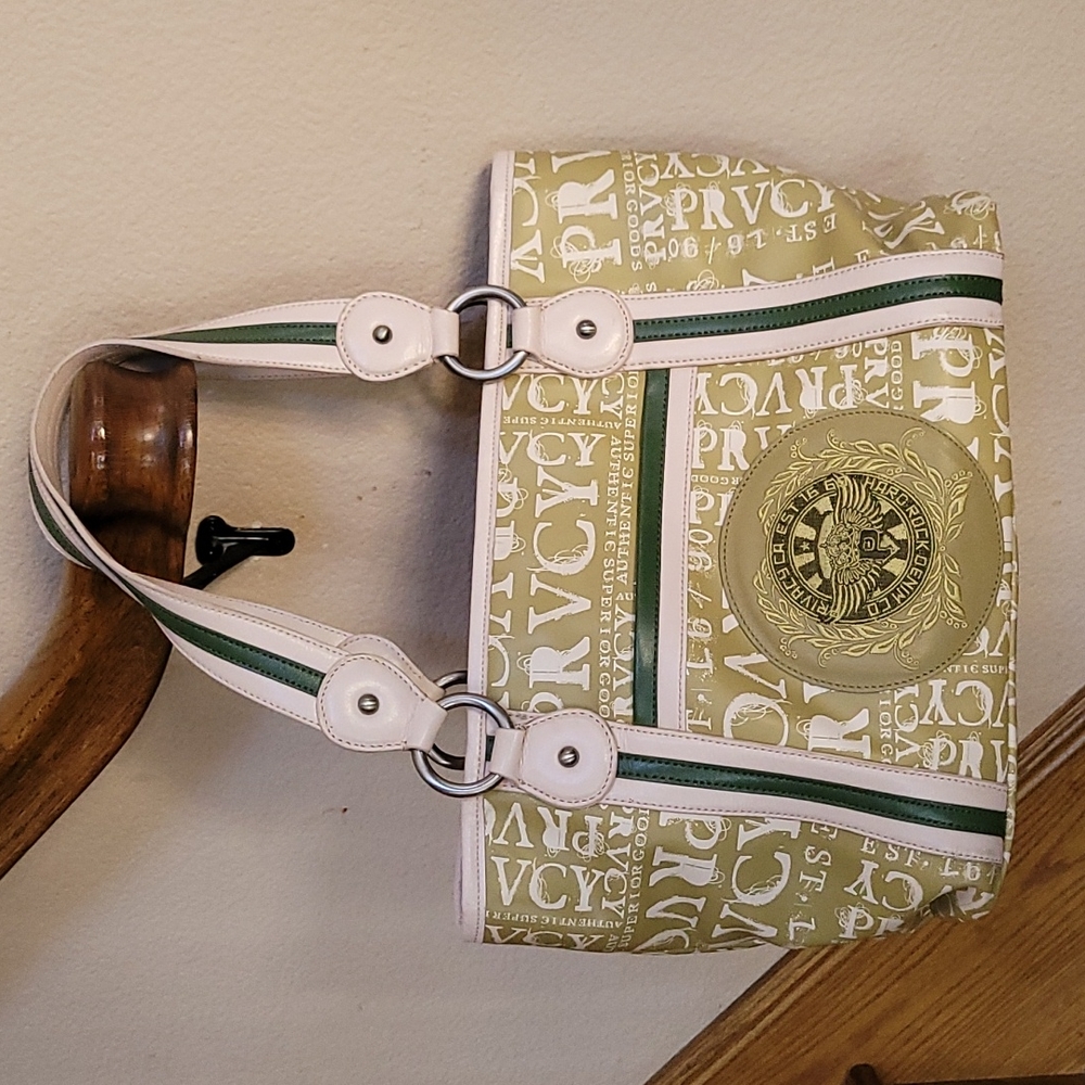 PRVCY Green and Cream Handbag Tote by Privacy Wear Hard Rock Denim Compa…